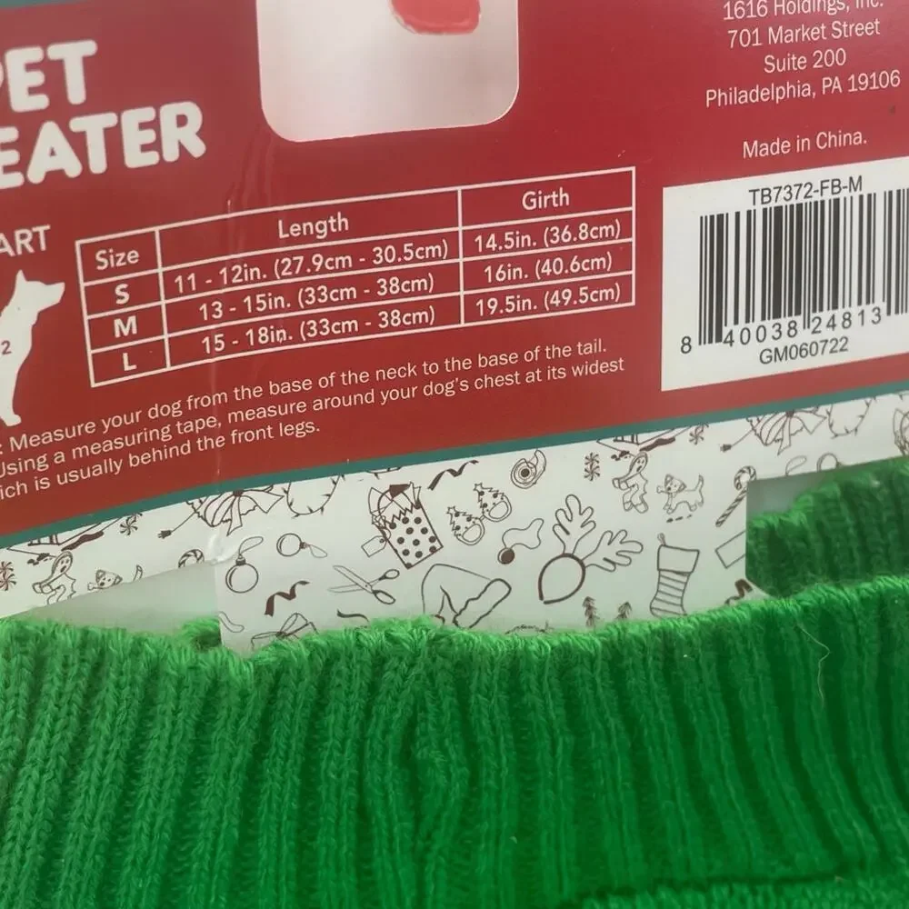Holiday Dog Sweater Medium Green Red Ugly Christmas Falalala Pet Puppy Vest NWT